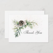 Winter Berries Pine Greenery Inspirerend Wedding Bedankkaart (Voorkant / Achterkant)