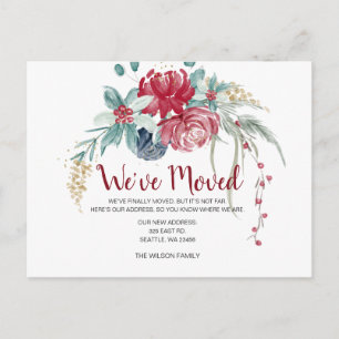 Winter Berries Rustic Moving Holiday Aankondiging Briefkaart