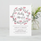 Winter Berries Wreath Baby shower Invitation Kaart (Staand voorkant)