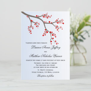 Winter Berry Branch Wedding Kaart
