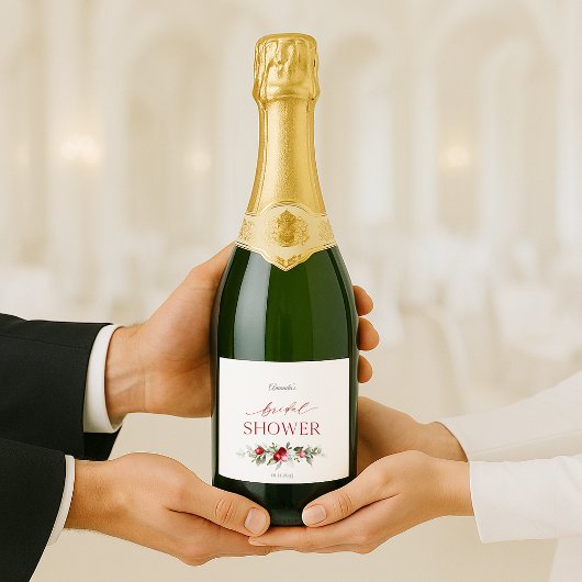 Winter Berry Bridal Shower Sparkling Wijnetiket