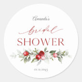 Winter Berry Bruiloftsfeest  Ronde Sticker (Voorkant)