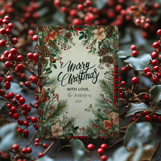 Winter Berry Pine Christmas Feestdagenkaart