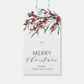 Winter Berry Script Vrolijke Kerstvakantie Cadeaulabel (Voorkant)
