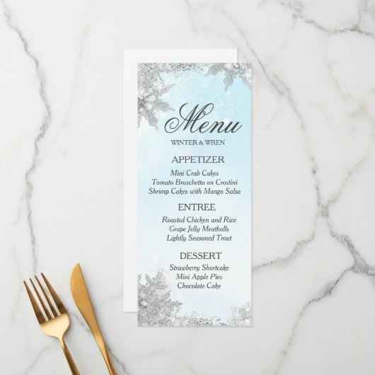 Winter Bevroste Snowflake Menu (Voorkant / Achterkant in situ)