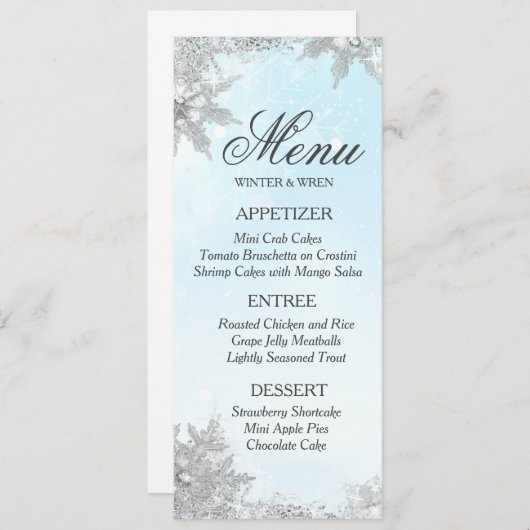 Winter Bevroste Snowflake Menu (Voorkant / Achterkant)