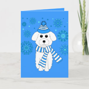 Winter Bichon Feestdagen Kaart