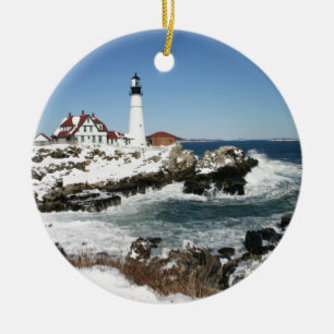 Winter bij Portland Head Light Keramisch Ornament