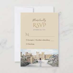 Winter bij Windsor Castle Wedding Response RSVP Kaartje