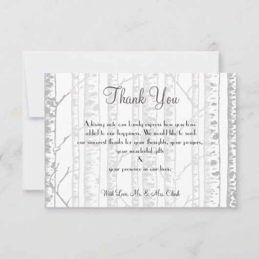 Winter Birch Wood Dank u wel Bedankkaart (Voorkant)