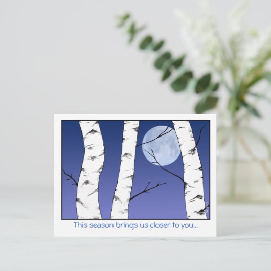 Winter Birches Solstice/Yule Briefkaart (Staand voorkant)