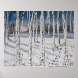 Winter Birches waterverf Poster