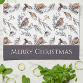 Winter Bird and Holly Pattern Kerstmis Theedoek (Gevouwen)