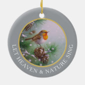  Winter Bird Let Natuur Sing Keramisch Ornament (Achterkant)