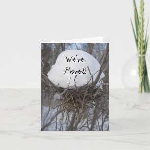 Winter Bird Nest Change of Address Aankondiging