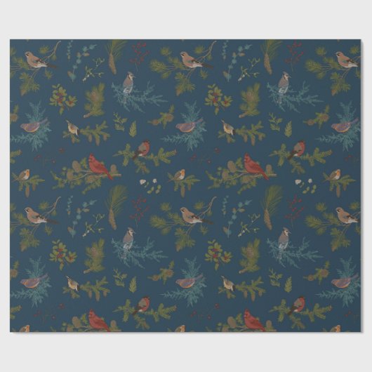 Winter Bird Pattern Gift Cadeaupapier (Vlak)