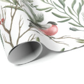 Winter Bird Waterverf Kerstmis Cadeaupapier (Rol Hoek)