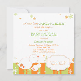 Winter Birds Baby Girl Baby shower Kaart