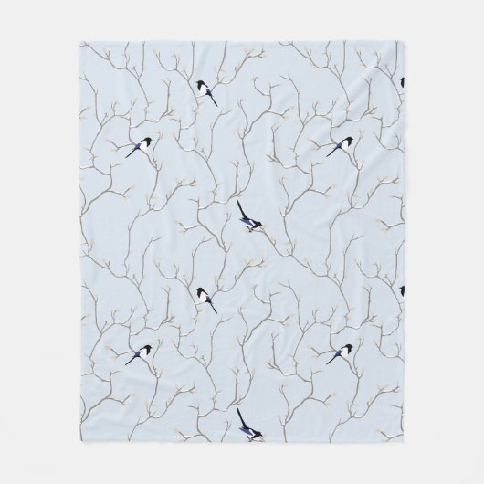 Winter BIrds Fleece Deken (Voorkant)