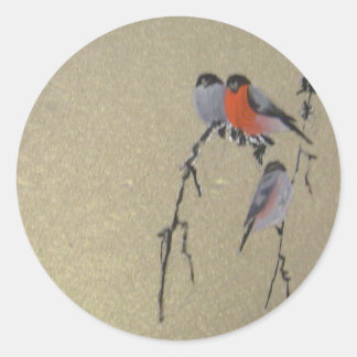 Winter Birds Gold Ronde Sticker