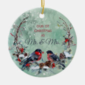 Winter Birds Mr & Mrs Photo Template Keramisch Ornament (Voorkant)