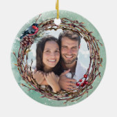 Winter Birds Mr & Mrs Photo Template Keramisch Ornament (Achterkant)