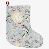 Winter Birds Pattern Grote Kerstsok (Voorkant)