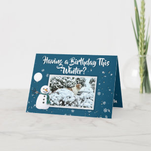 Winter Birthday Card Snow & Beauful Basset Hound Kaart