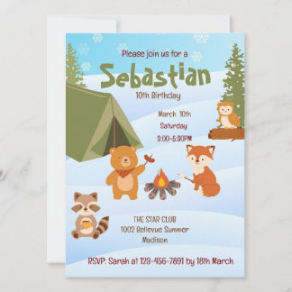 Winter Birthday invitation  Kaart