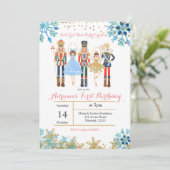 Winter Birthday Invitation Nutcracker Kaart (Staand voorkant)