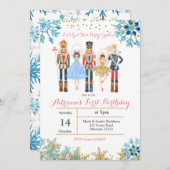 Winter Birthday Invitation Nutcracker Kaart (Voorkant / Achterkant)