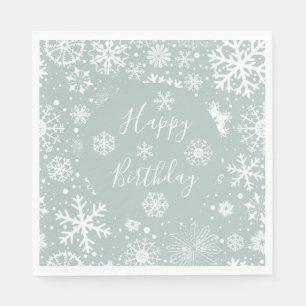Winter Birthday Paper Napkins Happy Birthday Snow Servet