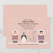 Winter Birthday Party Invitation Kaart (Voorkant / Achterkant)