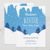 Winter Birthday Party Invitation Kaart (Voorkant / Achterkant)
