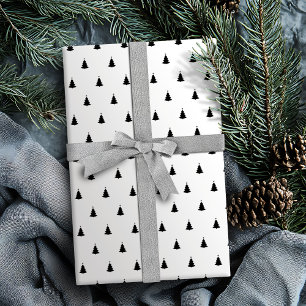 Winter Black and White Kersttree Holiday Cadeaupapier