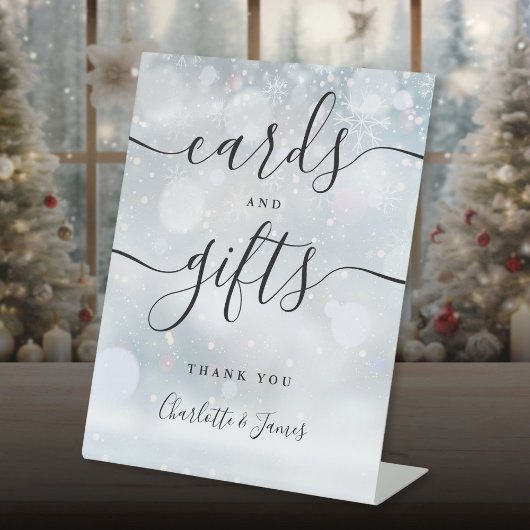 Winter Black Signature Script-kaarten en -cadeaus Reclamebord Met Voetstuk