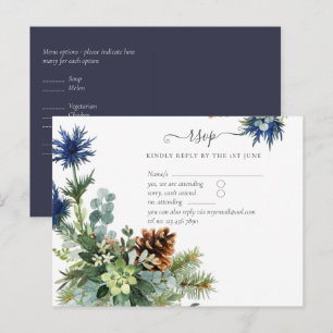 Winter Blau Distel Eucalyptus Trouw Wonderland Briefkaart