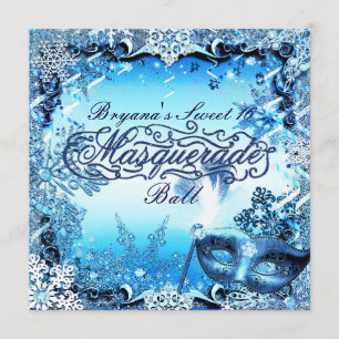 Winter Blau Masker & Sneeuwvlokken Elegant Kaart