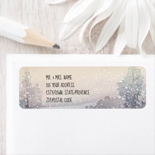 Winter blauw en wit bruiloft etiket (Insitu)