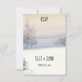 Winter blauw en wit bruiloft RSVP kaartje (Voorkant)
