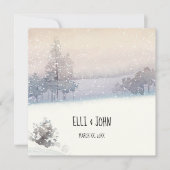 Winter Blauw en Witte Bruiloft Kaart (Voorkant)