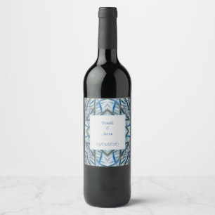 Winter Blauw Kristal Patroon Wijn & Mousserende Wi Etiket