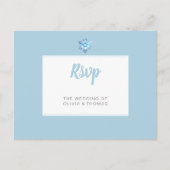 Winter Blauw Minimalistische Sneeuwvlok Trouwmaalt Uitnodiging Briefkaart (Voorkant)