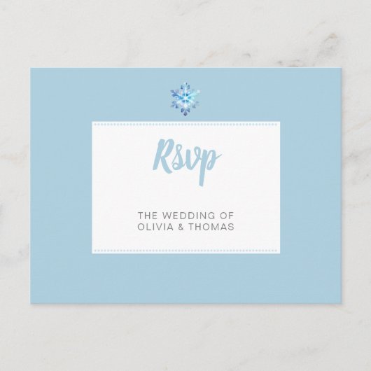 Winter Blauw Minimalistische Sneeuwvlok Trouwmaalt Uitnodiging Briefkaart (Voorkant)