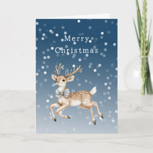 Winter Blauw Ombre Wit Confetti Herten Kerstmis Kaart