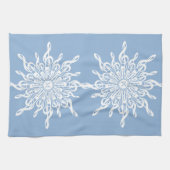Winter Blauw Ornamental Monogram G-Clef Sneeuwvlok Theedoek (Horizontaal)