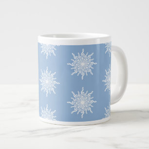 Winter Blauw sierlijke G-Clef sneeuwvlok patroon Extra Grote Beker