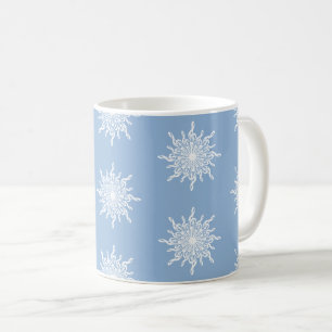 Winter Blauw sierlijke G-Clef sneeuwvlok patroon Koffiemok