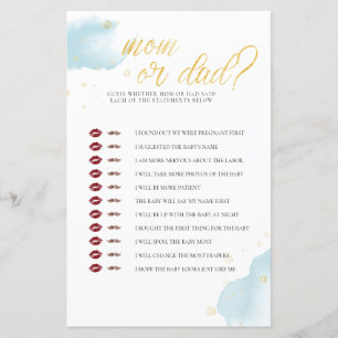 Winter Blauw Watercolor Baby Shower Spel Moeder Of