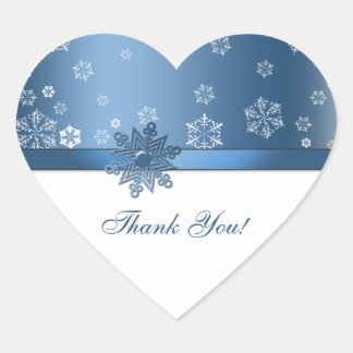 Winter Blauw & Wit Sneeuwvlok Dank u Stickers
